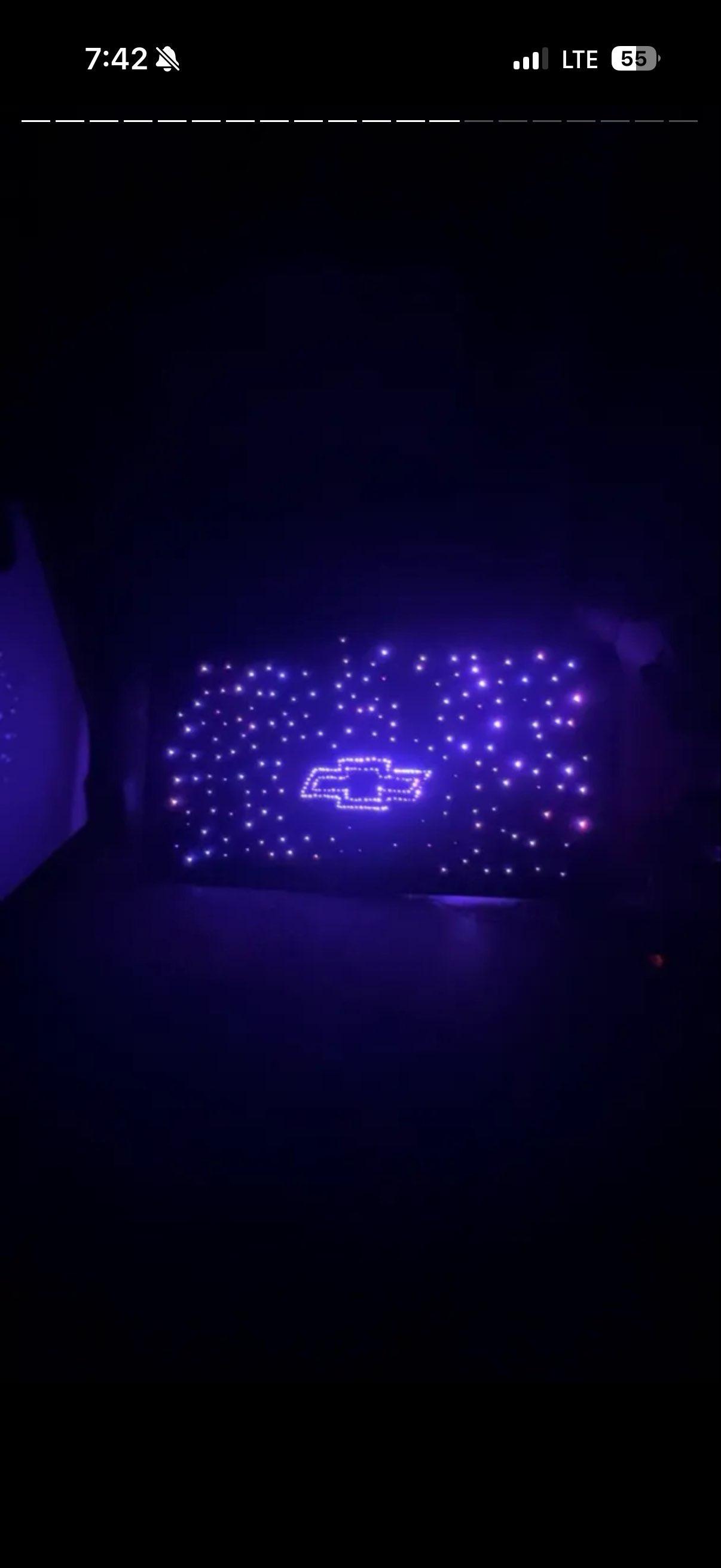 Starlight headliner with a custom bowtie logo stitched in stars